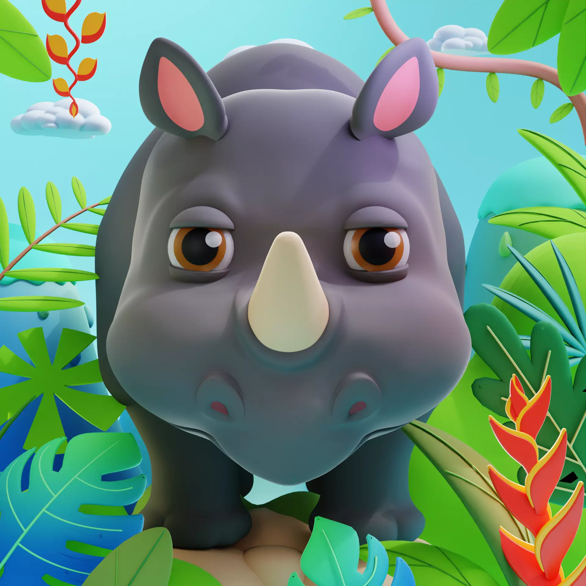 Herbivorous Rhinoceros Species Animal 3D model_0