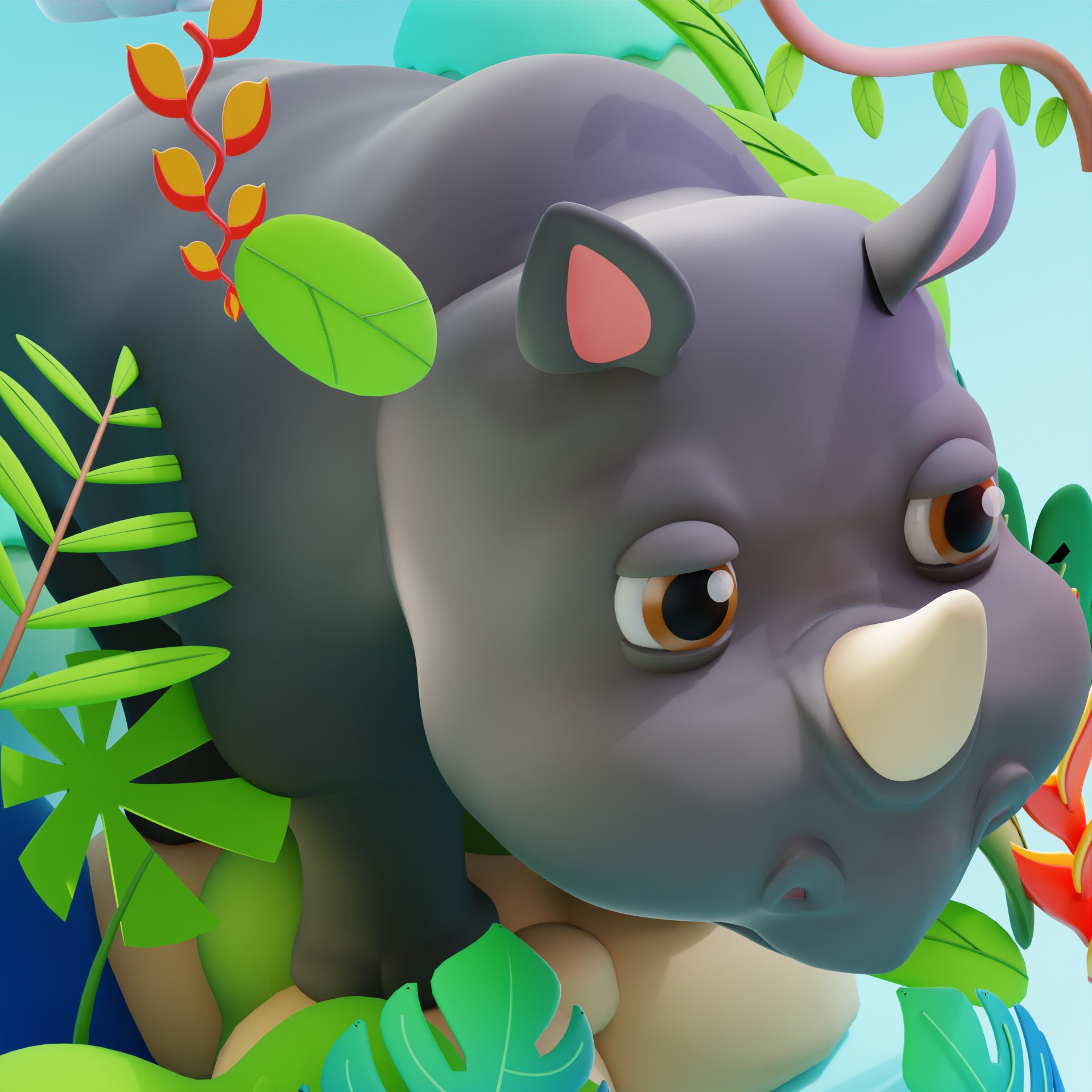Herbivorous Rhinoceros Species Animal 3D model_2