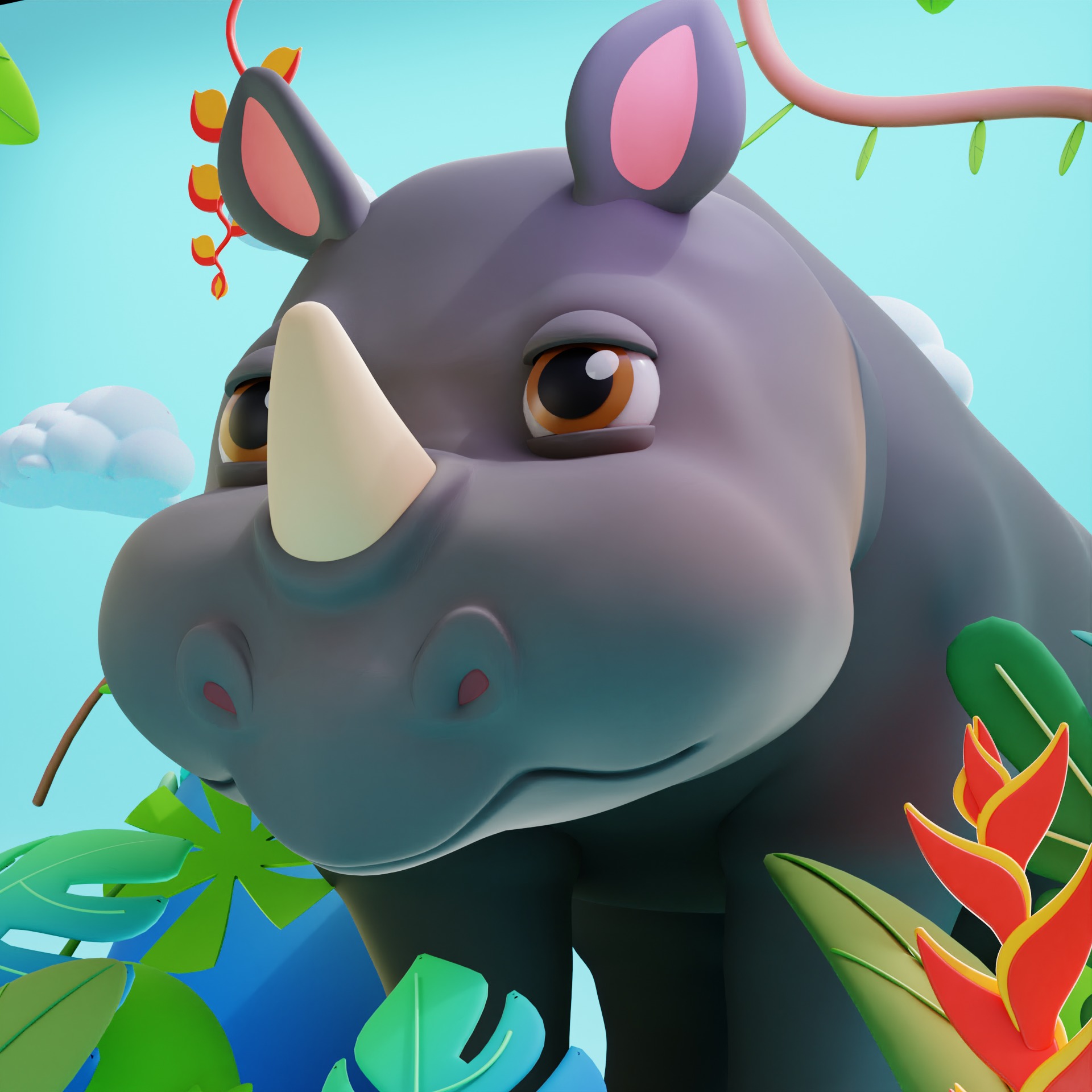 Herbivorous Rhinoceros Species Animal 3D model_3