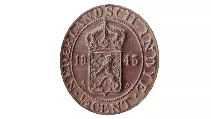 Nederlandsch Indie half a cent Cent Coin 1945 Dutch Colonial Era