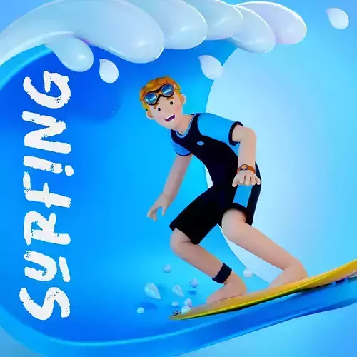 Surfing Man in the Beach