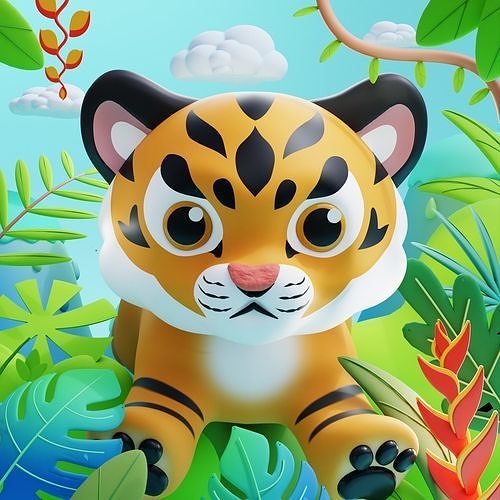 Cute Small Tiger 3D model