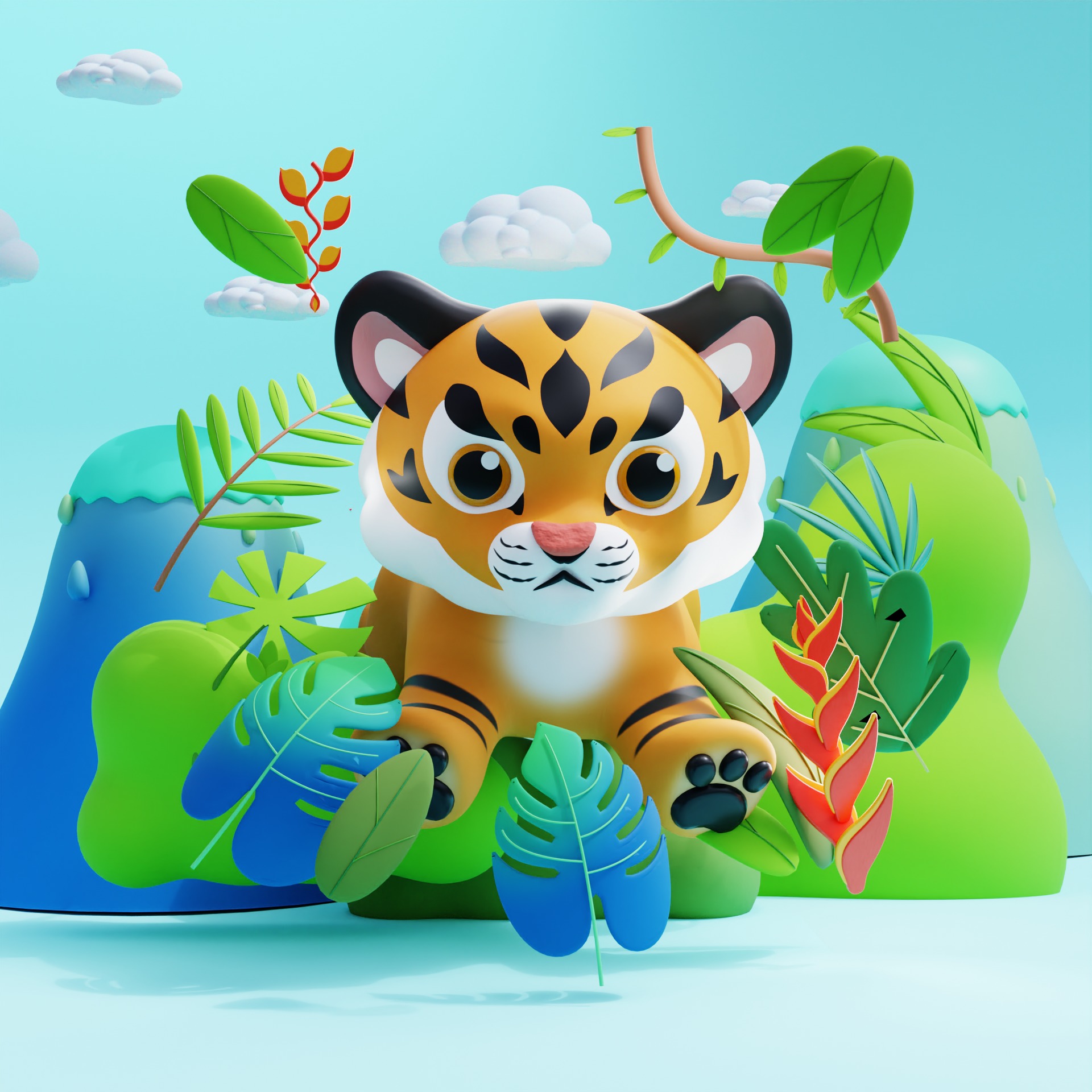 Cute Small Tiger 3D model_1
