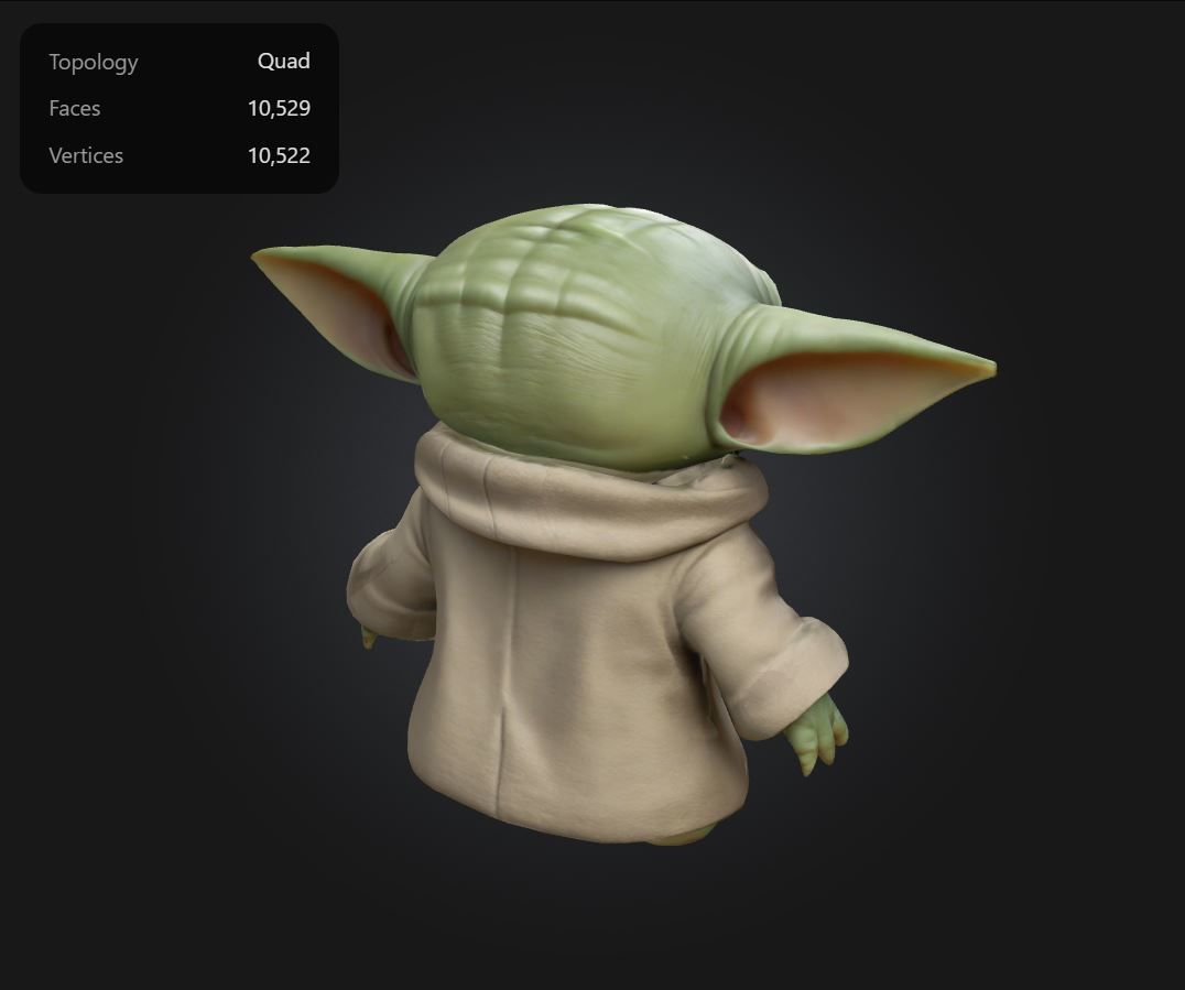 Chibi Baby Yoda - Grogu in 3D Cutest Form Low-poly 3D model_4