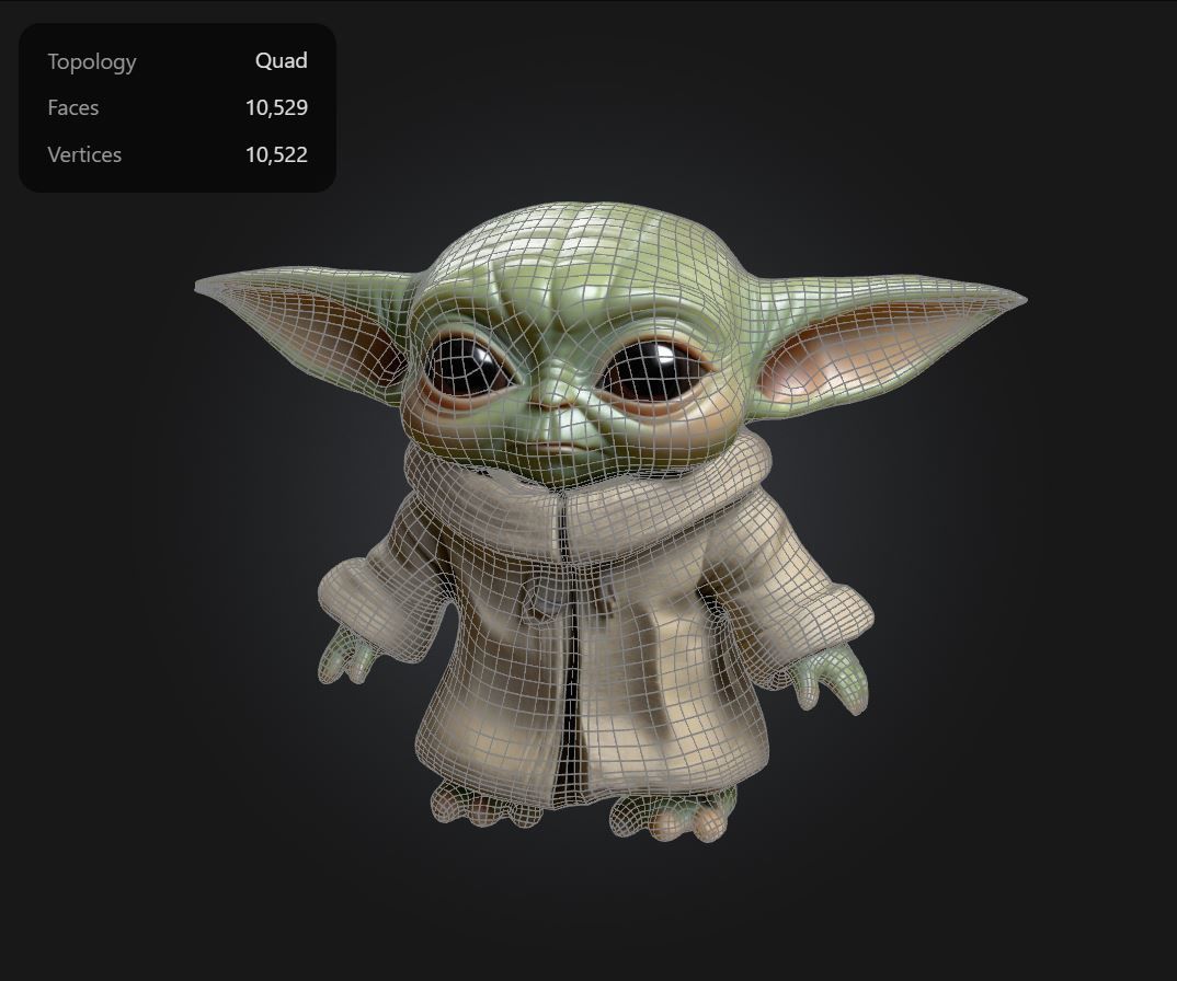 Chibi Baby Yoda - Grogu in 3D Cutest Form Low-poly 3D model_1