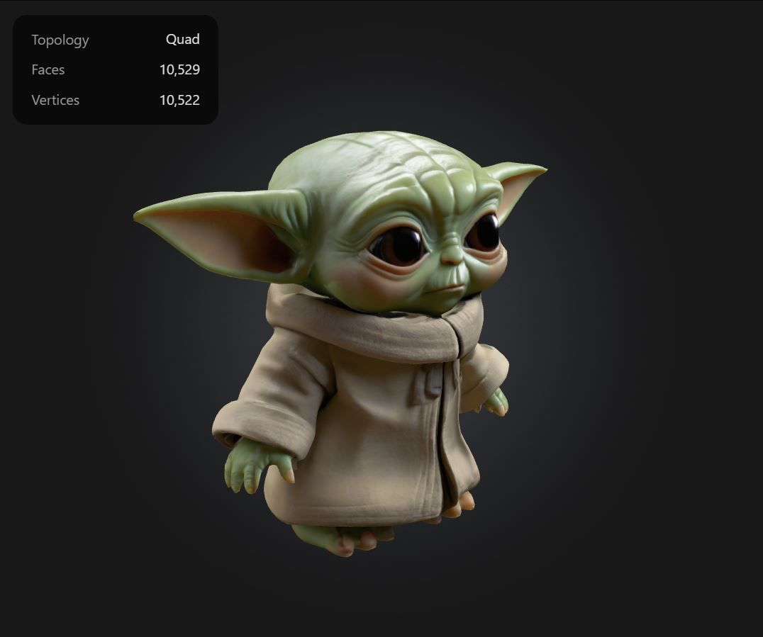 Chibi Baby Yoda - Grogu in 3D Cutest Form Low-poly 3D model_3
