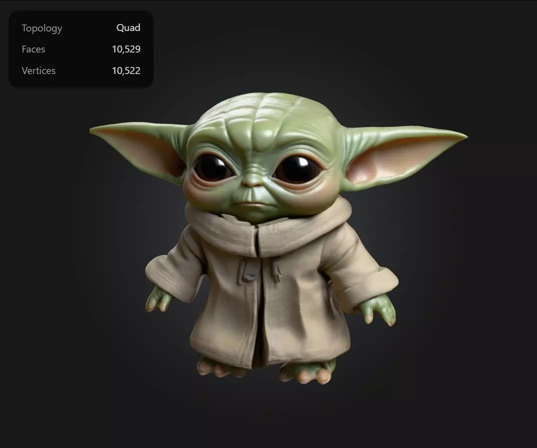 Chibi Baby Yoda - Grogu in 3D Cutest Form Low-poly 3D model_0