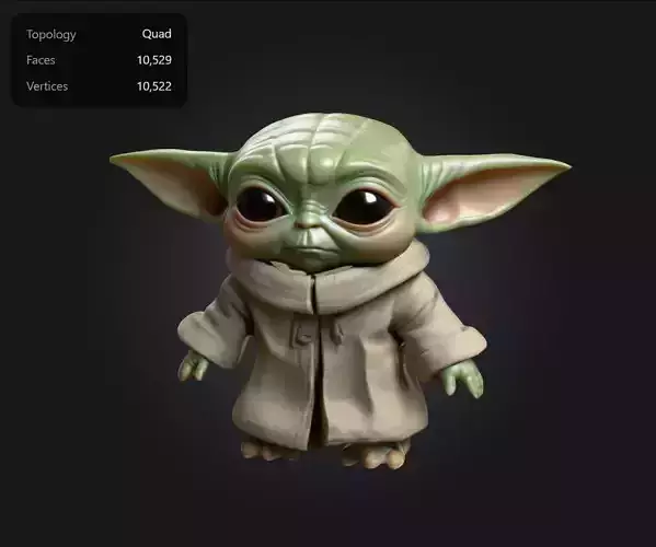 Chibi Baby Yoda - Grogu in 3D Cutest Form Low-poly 3D model