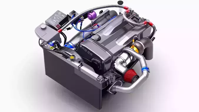 RB26 Inline 6 600HP HKS Turbonetics Engine Low-poly 3D model