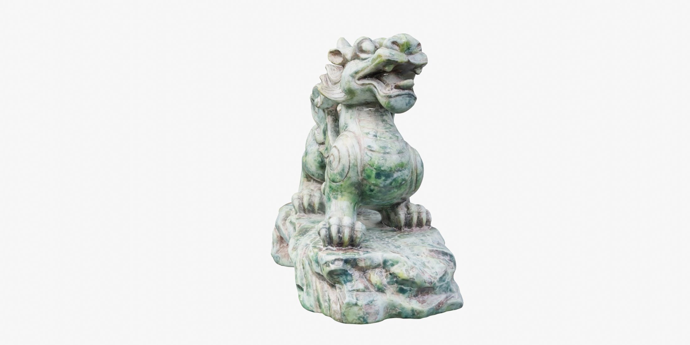 Green Chinese Dragon Statue 3D model_1