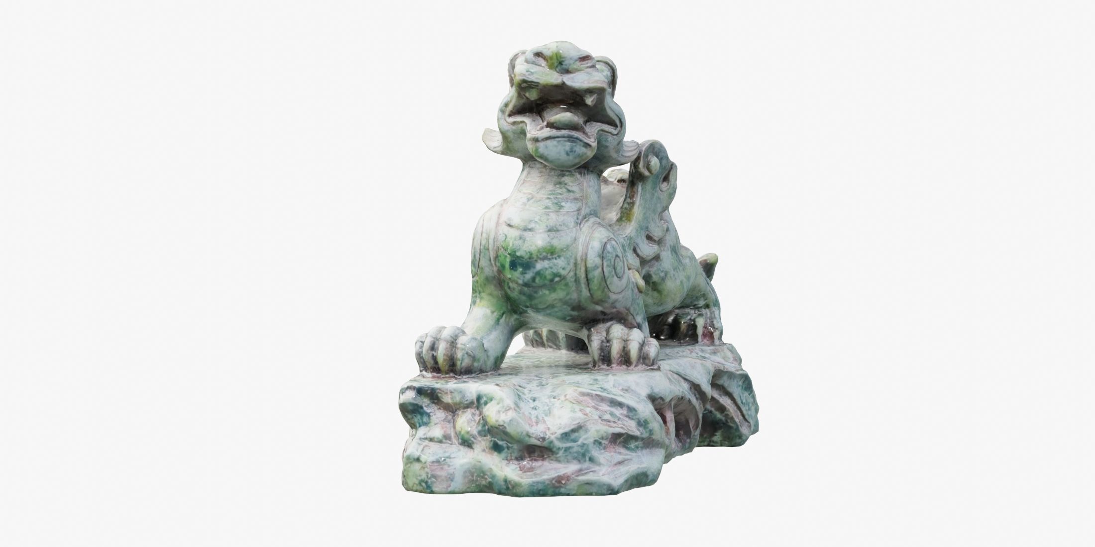 Green Chinese Dragon Statue 3D model_3