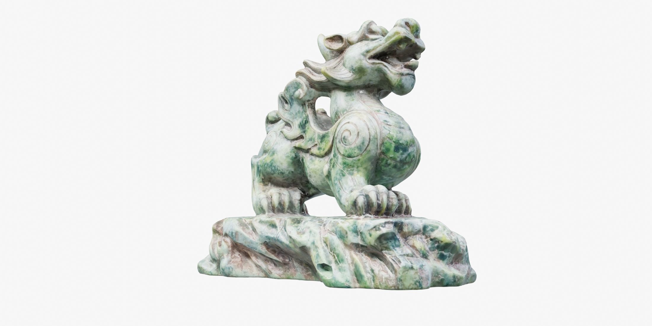 Green Chinese Dragon Statue 3D model_8
