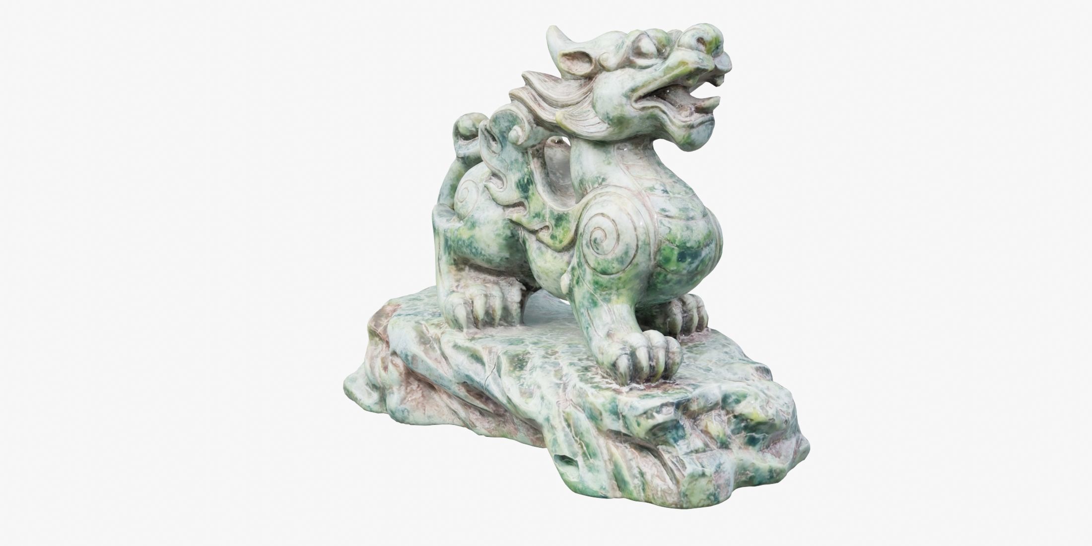 Green Chinese Dragon Statue 3D model_2