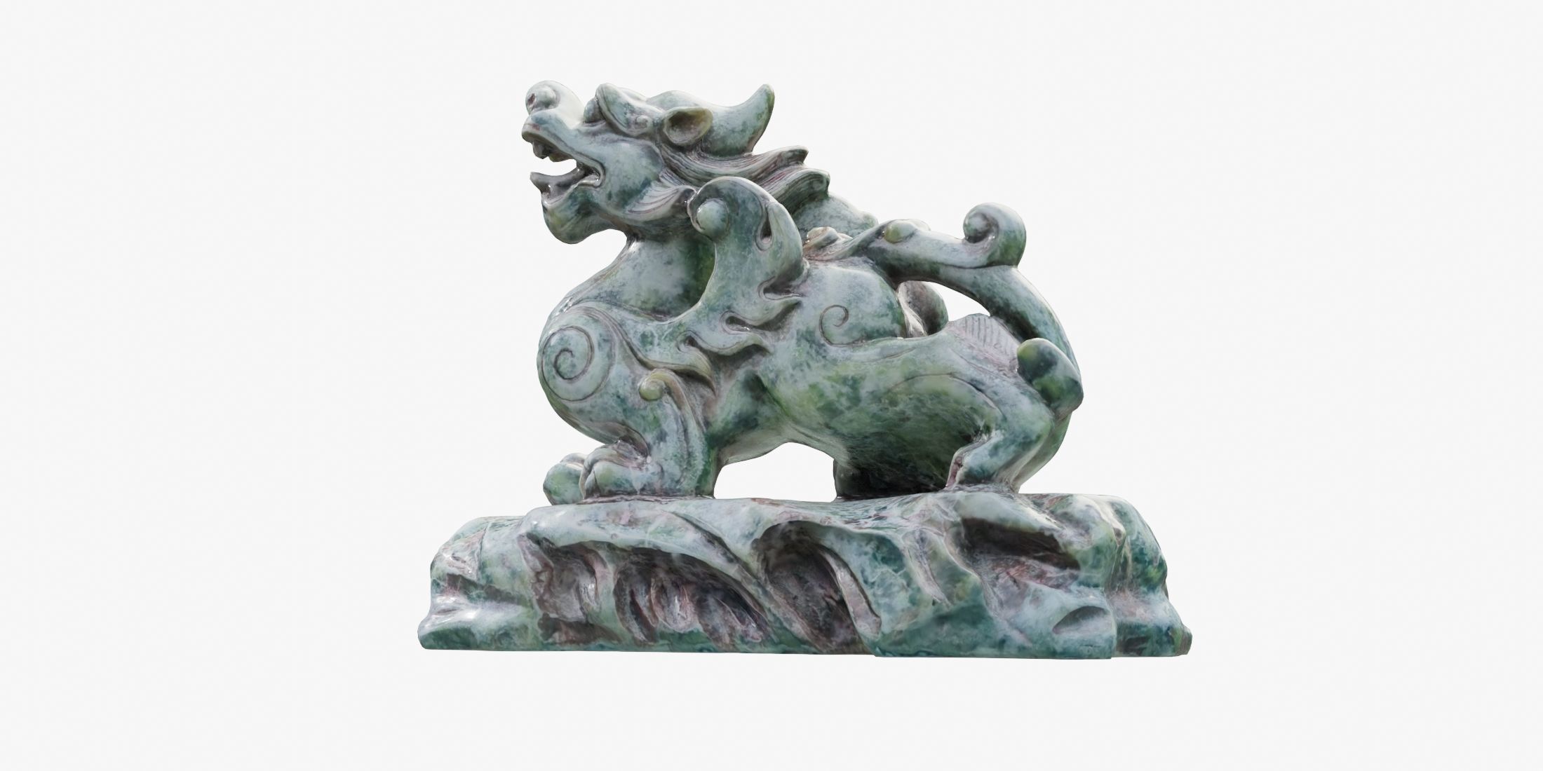 Green Chinese Dragon Statue 3D model_5