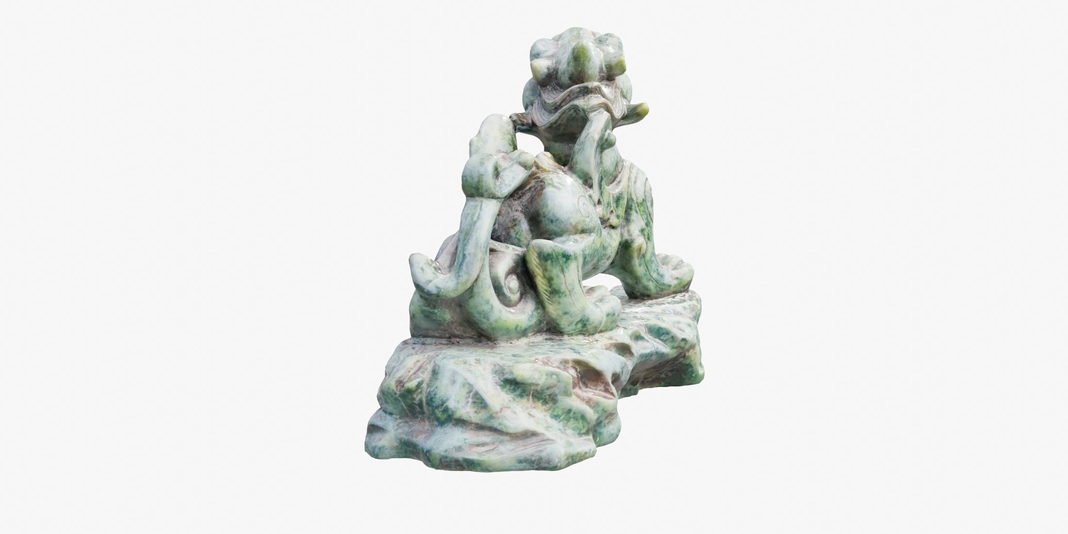 Green Chinese Dragon Statue 3D model_6