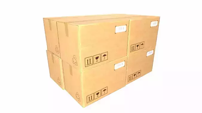 Cardboard Box Set Low-poly 3D model