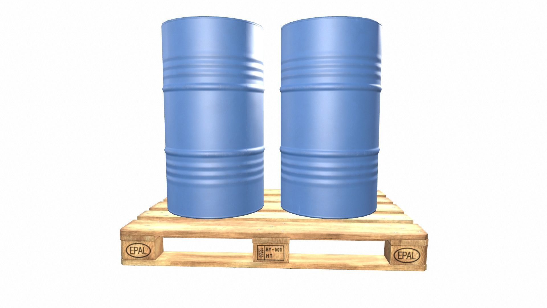 Pallet With Barrels Low-poly 3D model_6