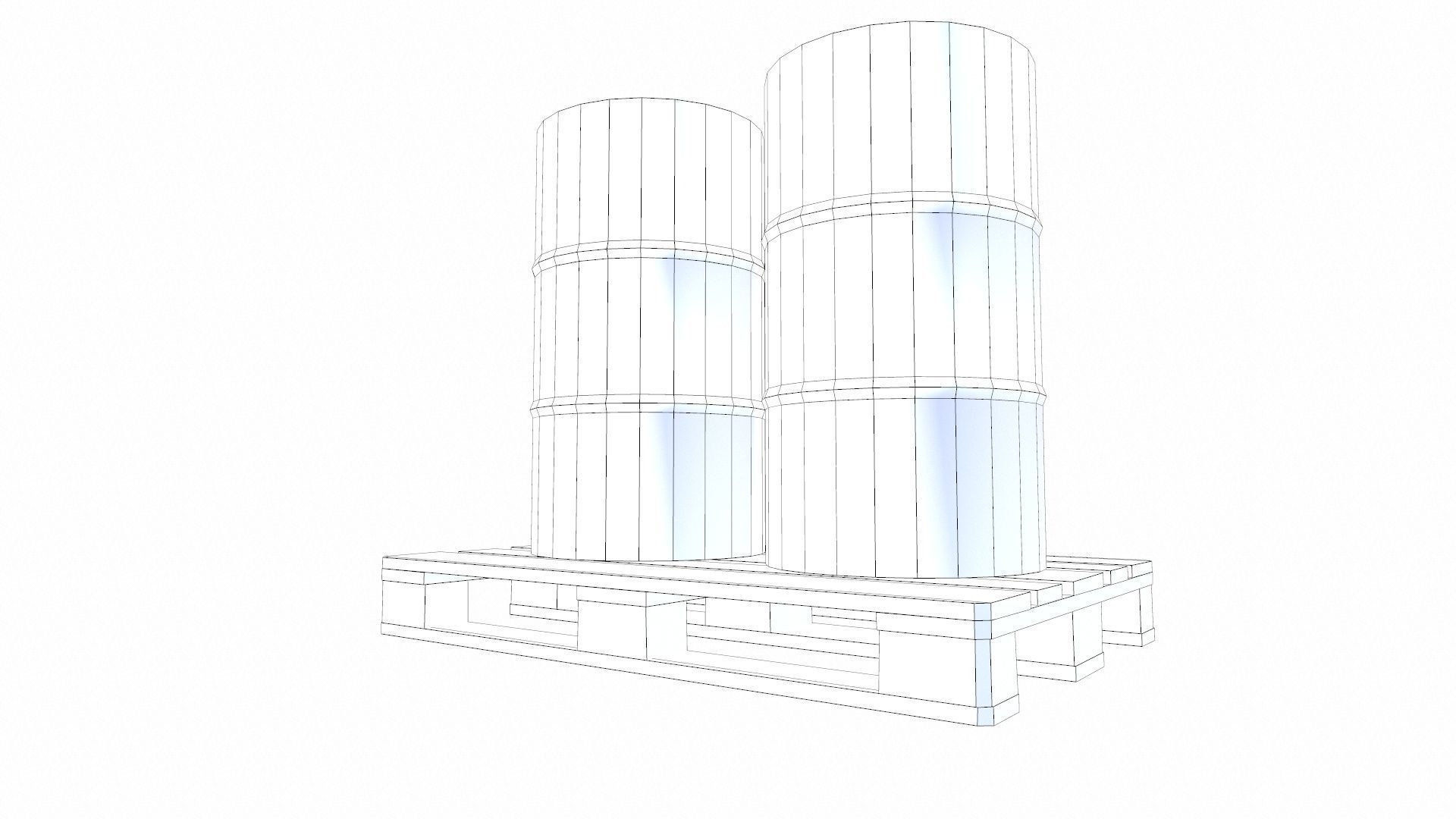 Pallet With Barrels Low-poly 3D model_11