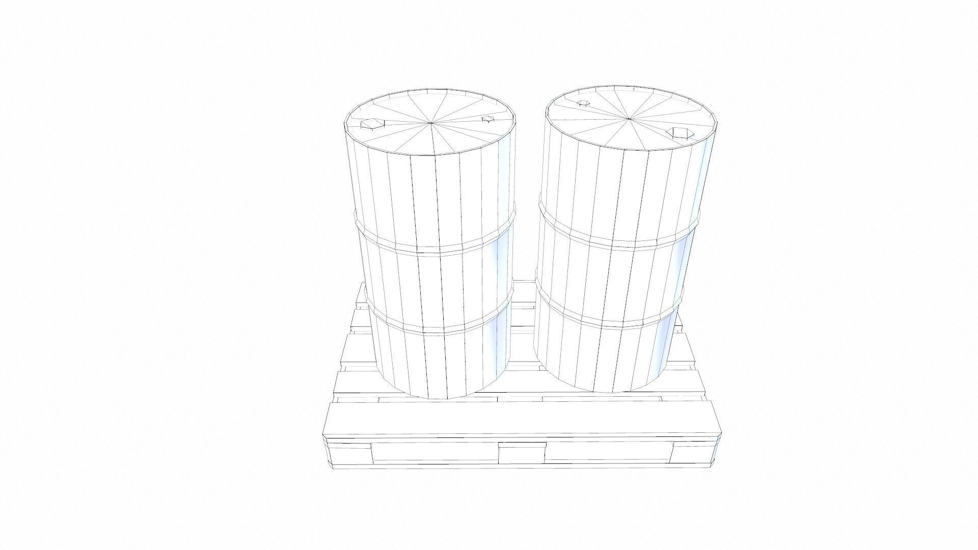 Pallet With Barrels Low-poly 3D model_13