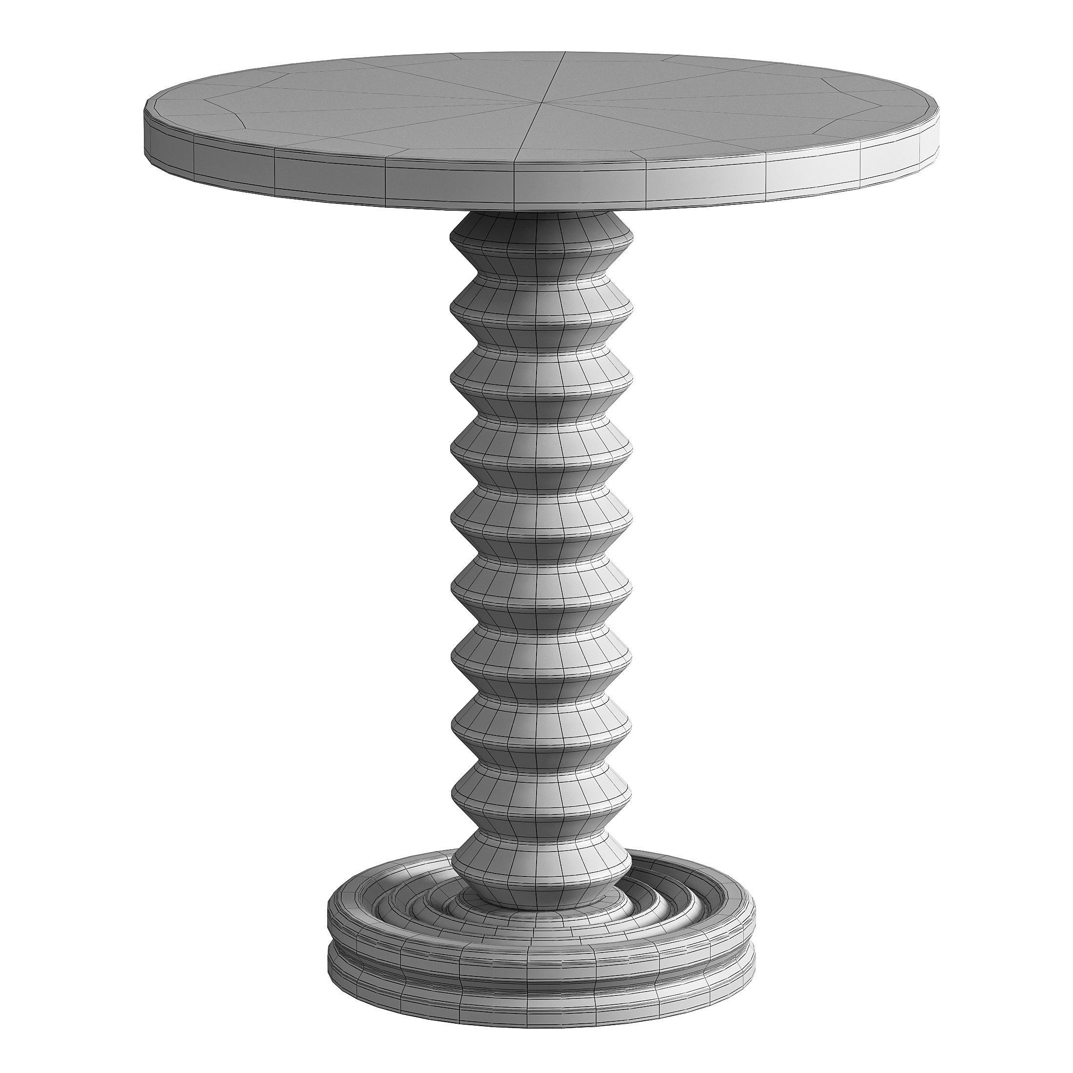 French Wood Side Table Free 3D model_2
