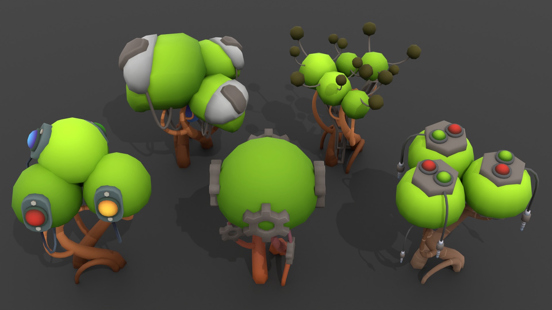 Biomechanical World - Trees Low-poly 3D model_2