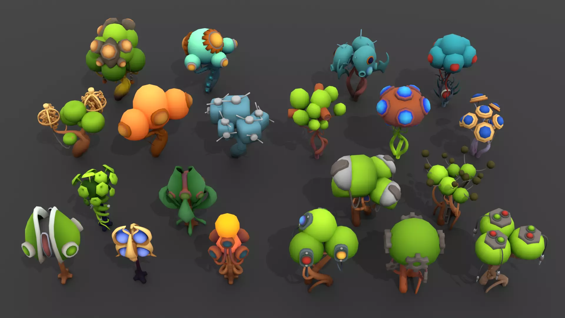 Biomechanical World - Trees Low-poly 3D model_0