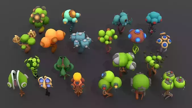 Biomechanical World - Trees Low-poly 3D model Biomechanical World - Trees Low-poly 3D model