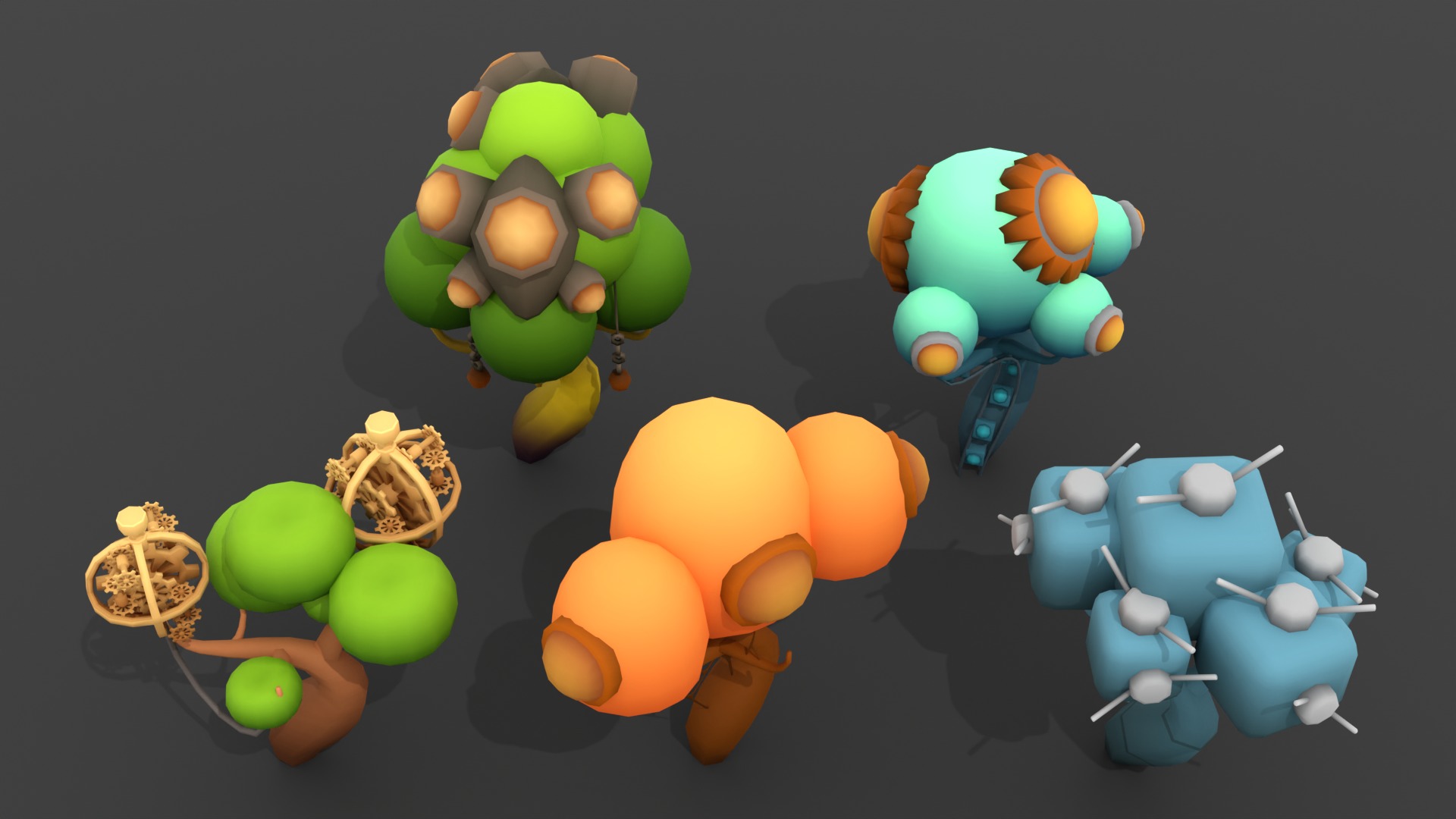 Biomechanical World - Trees Low-poly 3D model_3