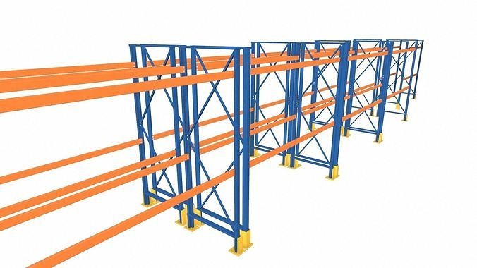 Metal Warehouse Racks Low-poly 3D model