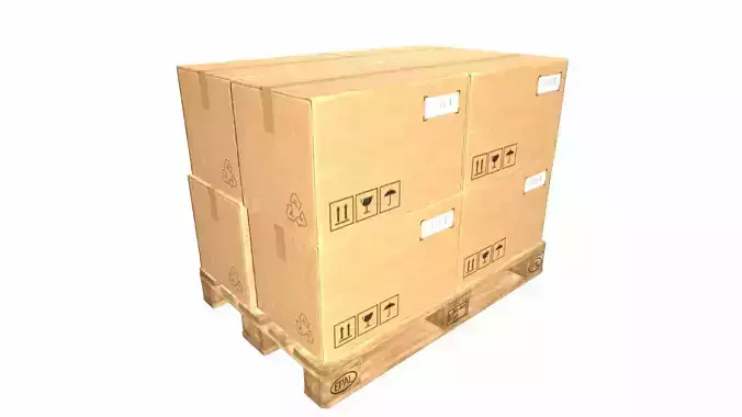 Wooden pallet with cargo box