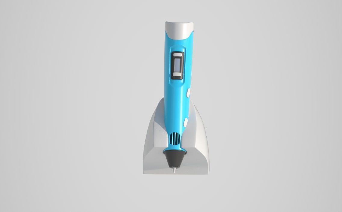 3D doodler pen and stand Low-poly 3D model_2
