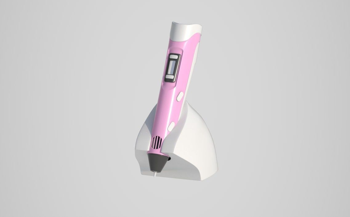 3D doodler pen and stand Low-poly 3D model_5