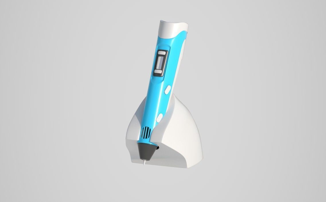 3D doodler pen and stand Low-poly 3D model_1