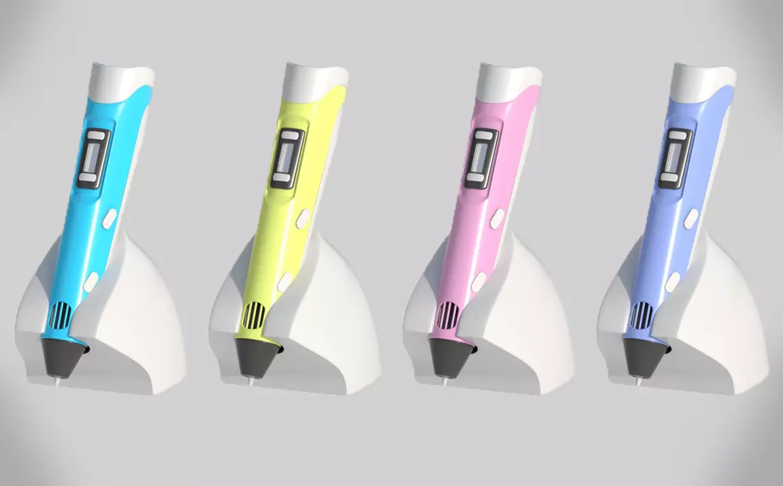 3D doodler pen and stand Low-poly 3D model_0