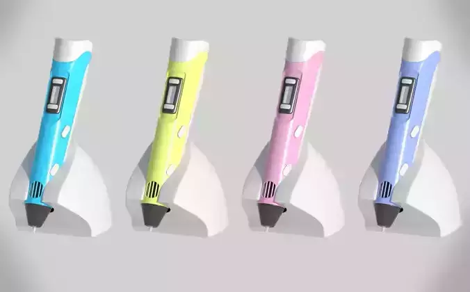 3D doodler pen and stand Low-poly 3D model