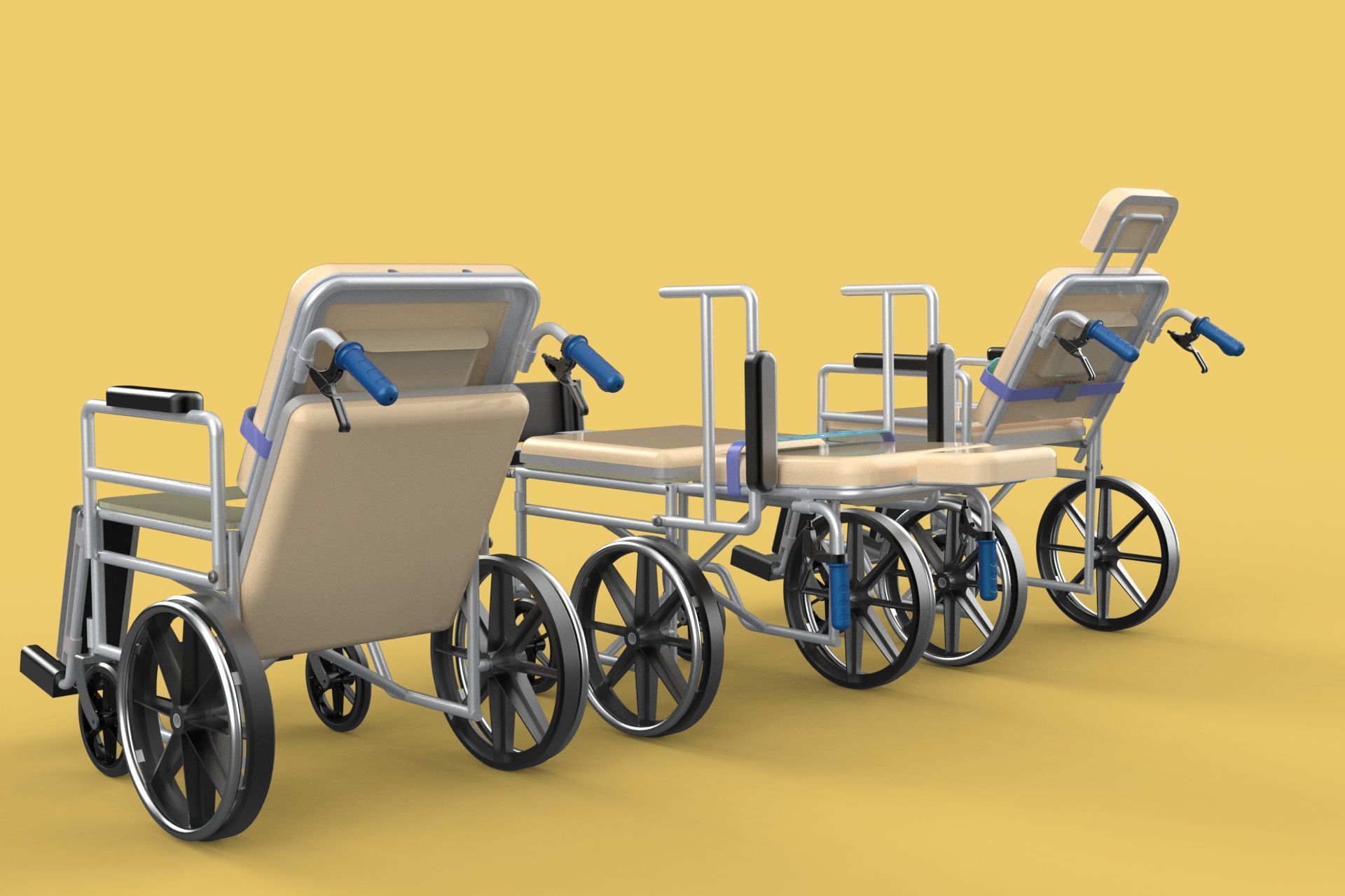 MULTIPURPOSE WHEELCHAIR COMMODE CLOSET TOILET RECLINE FOLDABLE 3D model_27