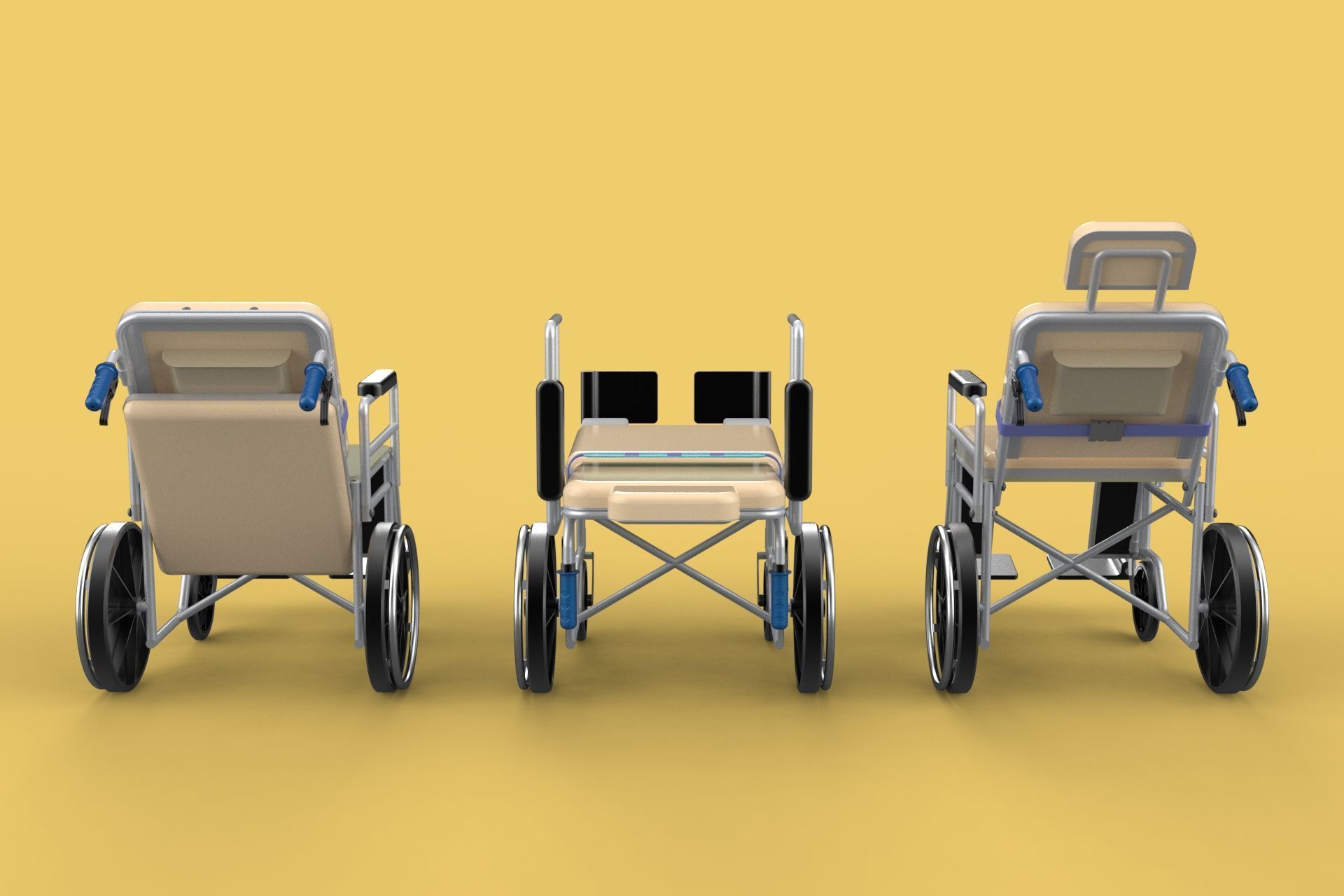 MULTIPURPOSE WHEELCHAIR COMMODE CLOSET TOILET RECLINE FOLDABLE 3D model_21