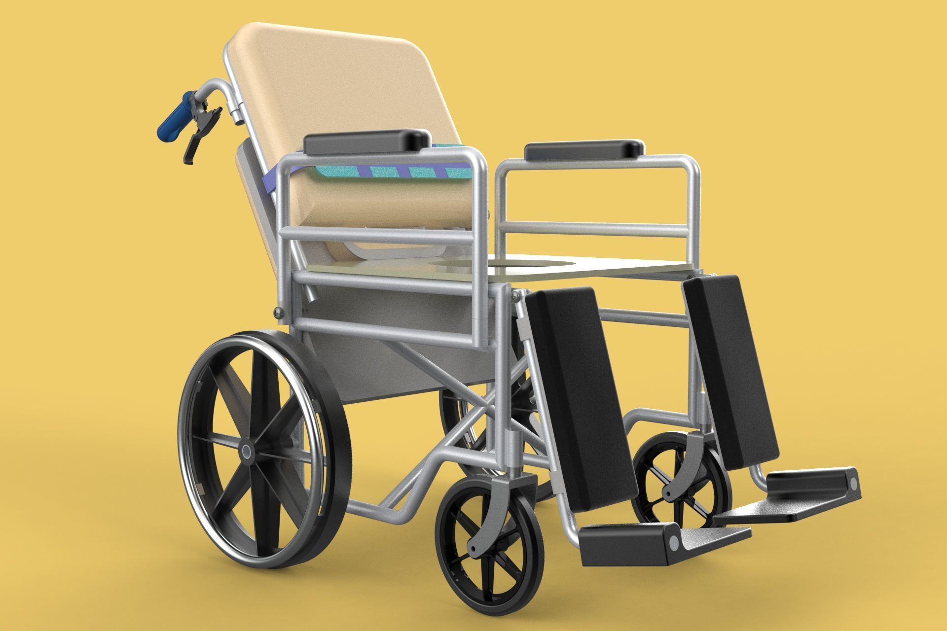 MULTIPURPOSE WHEELCHAIR COMMODE CLOSET TOILET RECLINE FOLDABLE 3D model_19