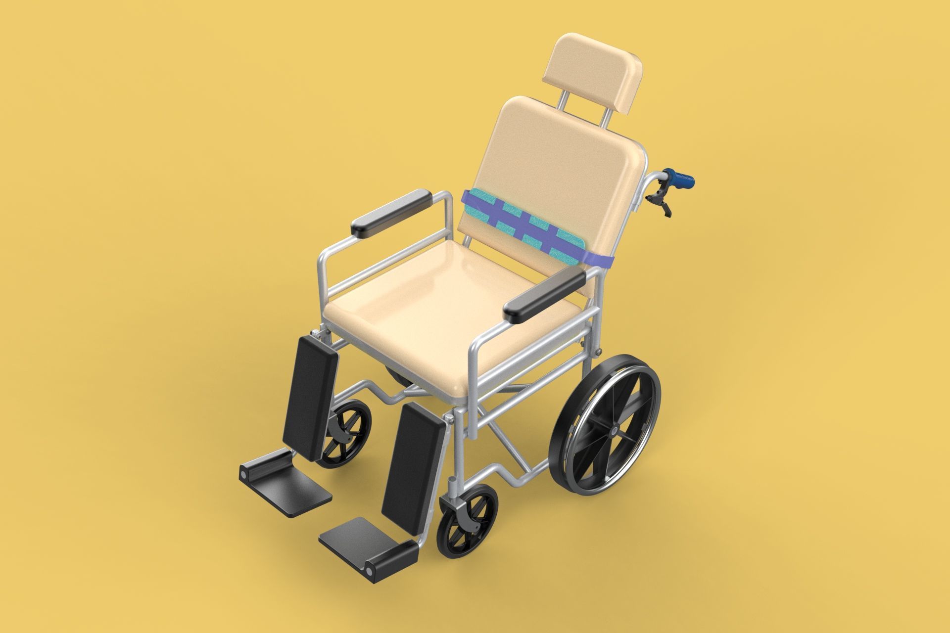 MULTIPURPOSE WHEELCHAIR COMMODE CLOSET TOILET RECLINE FOLDABLE 3D model_7