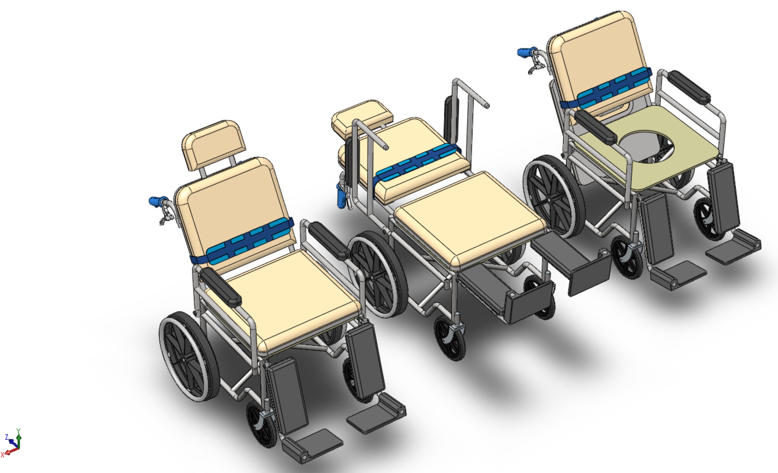 MULTIPURPOSE WHEELCHAIR COMMODE CLOSET TOILET RECLINE FOLDABLE 3D model_30