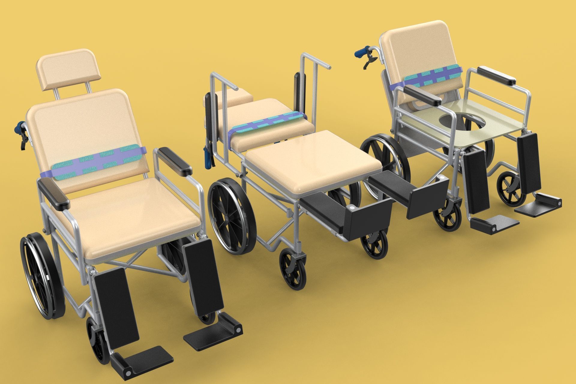 MULTIPURPOSE WHEELCHAIR COMMODE CLOSET TOILET RECLINE FOLDABLE 3D model_25