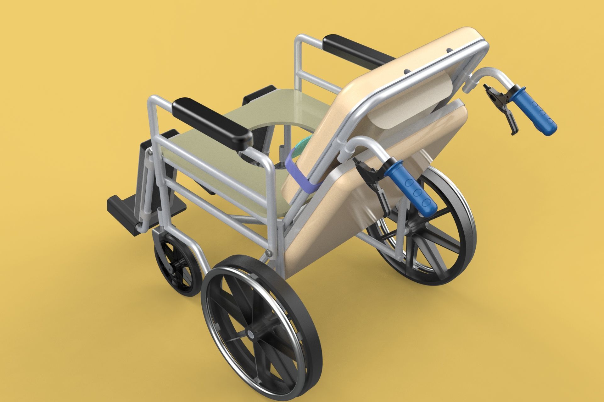 MULTIPURPOSE WHEELCHAIR COMMODE CLOSET TOILET RECLINE FOLDABLE 3D model_17