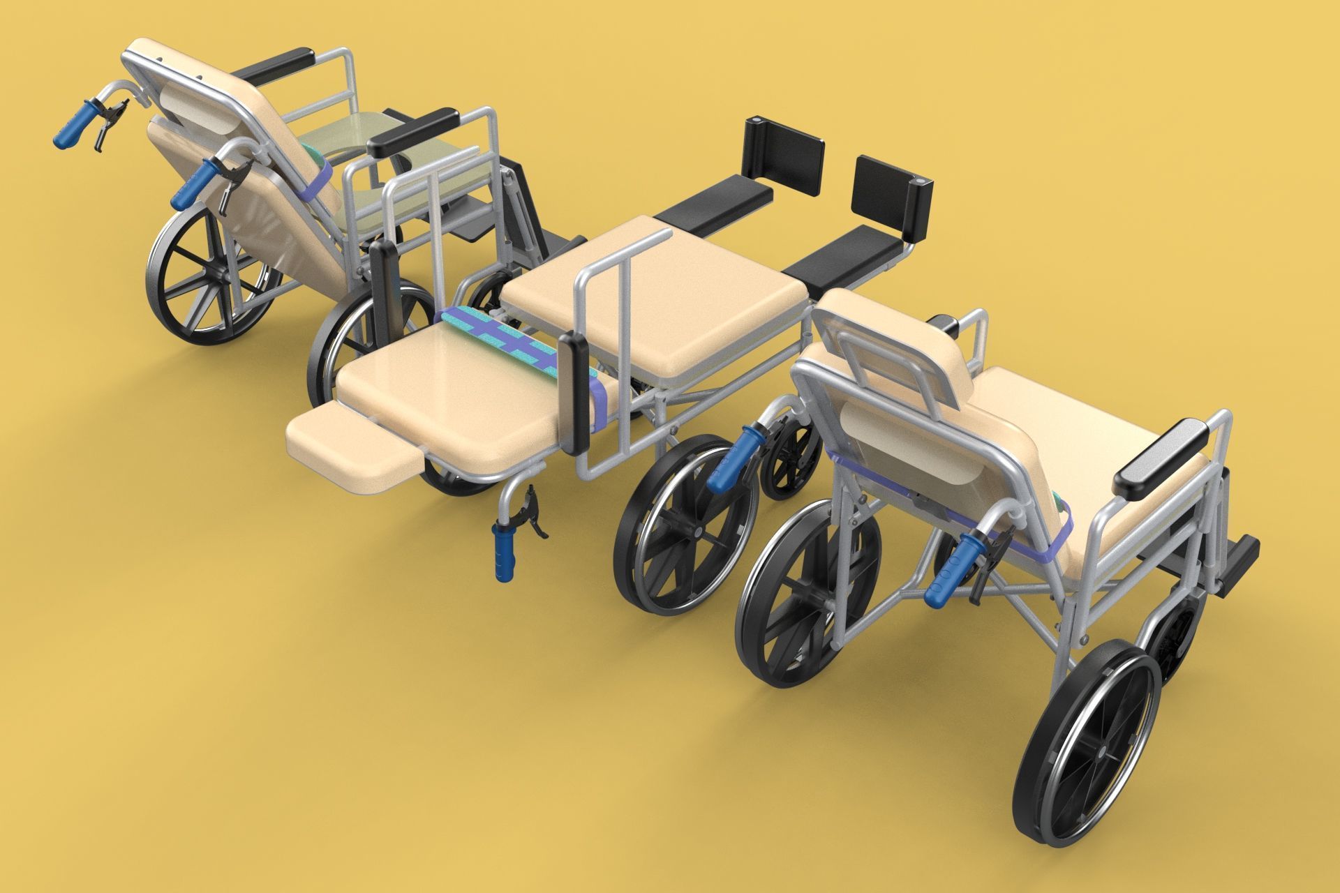 MULTIPURPOSE WHEELCHAIR COMMODE CLOSET TOILET RECLINE FOLDABLE 3D model_24