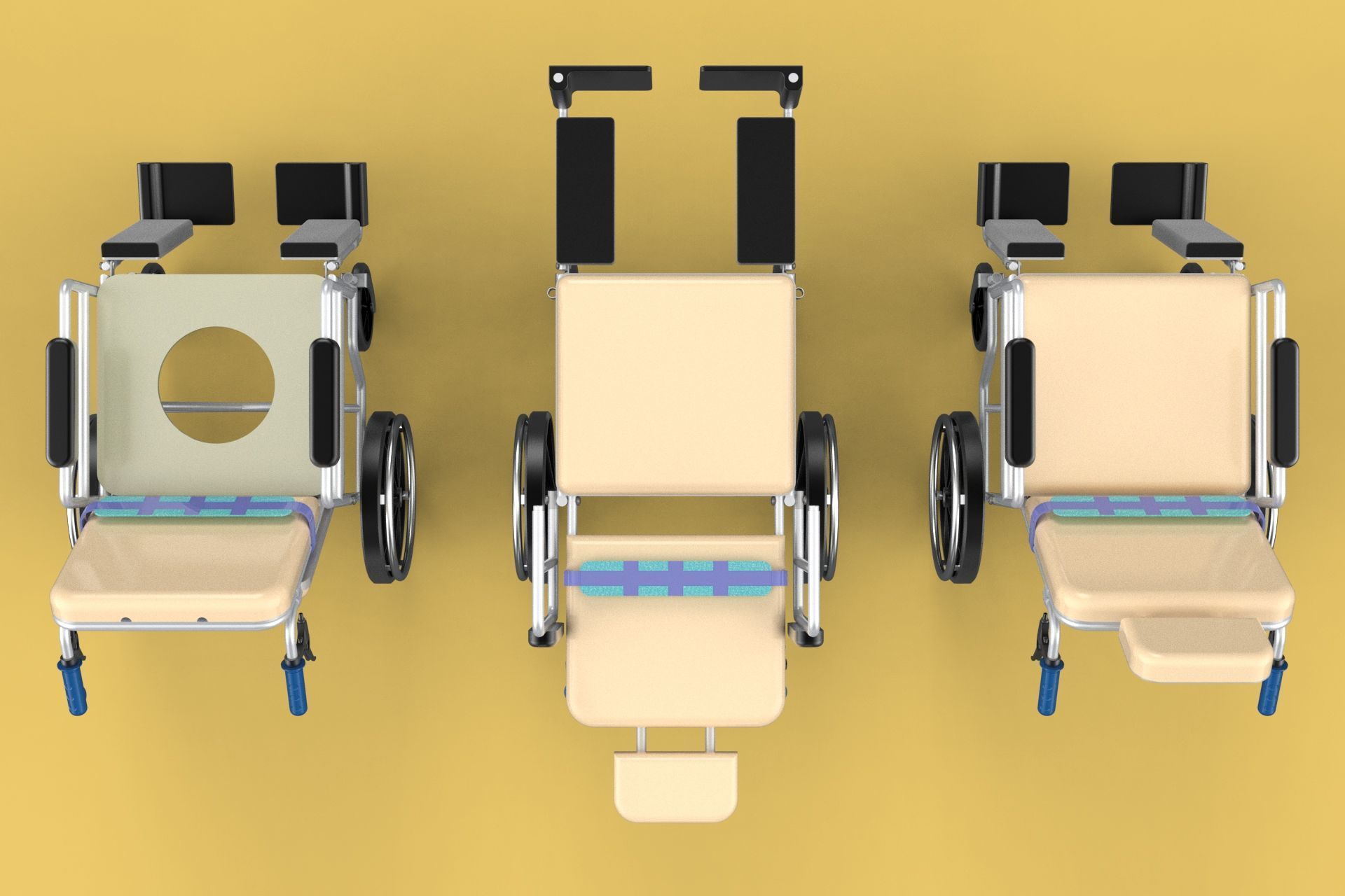 MULTIPURPOSE WHEELCHAIR COMMODE CLOSET TOILET RECLINE FOLDABLE 3D model_22