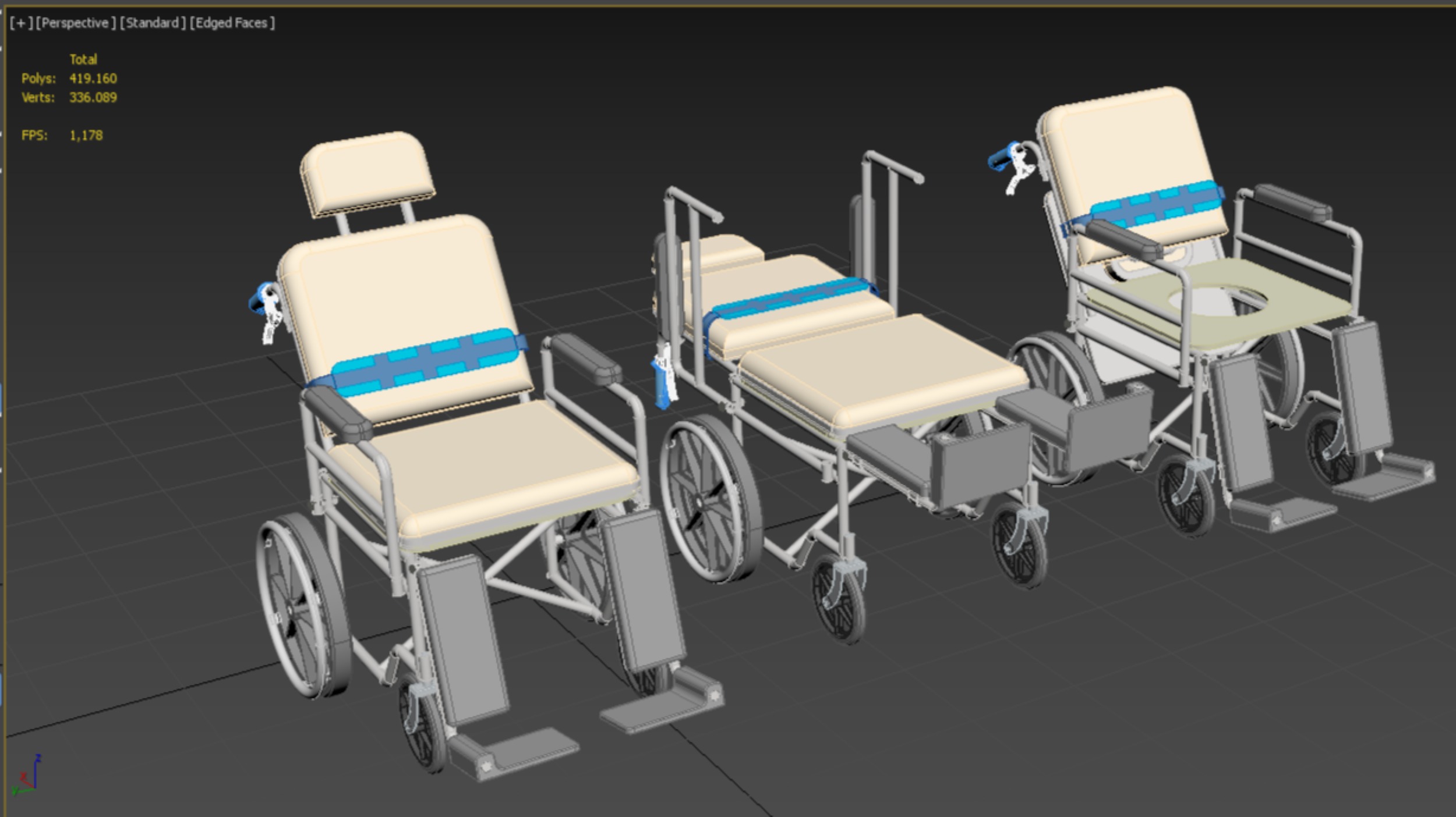 MULTIPURPOSE WHEELCHAIR COMMODE CLOSET TOILET RECLINE FOLDABLE 3D model_29