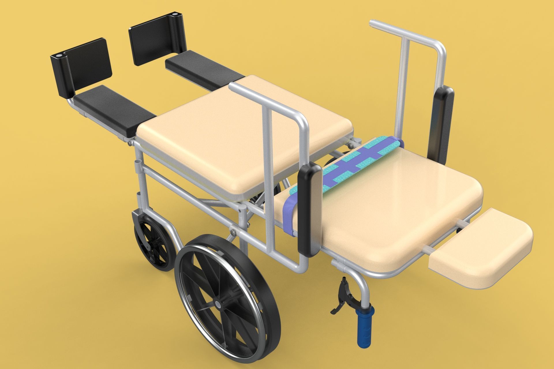 MULTIPURPOSE WHEELCHAIR COMMODE CLOSET TOILET RECLINE FOLDABLE 3D model_12