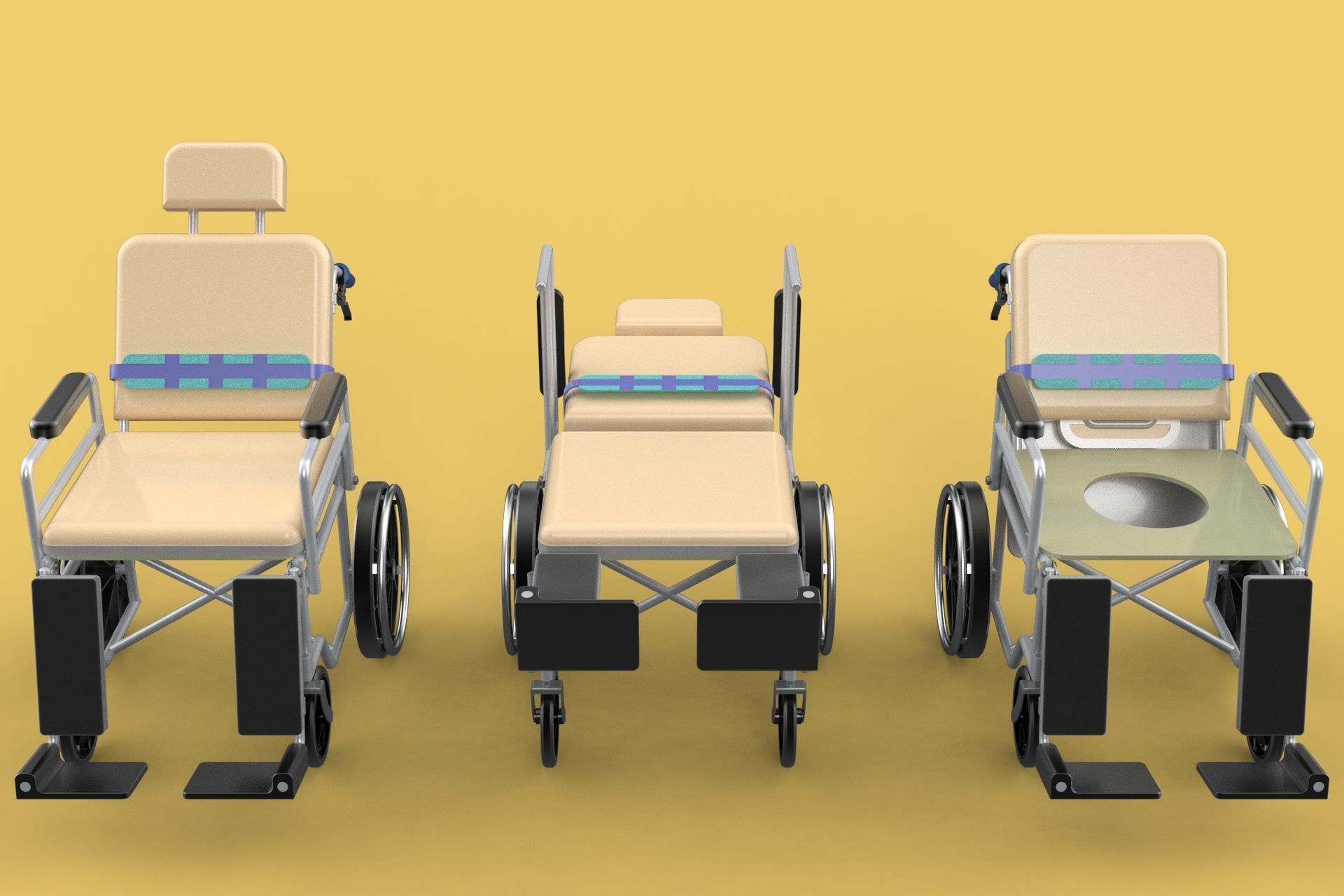 MULTIPURPOSE WHEELCHAIR COMMODE CLOSET TOILET RECLINE FOLDABLE 3D model_11