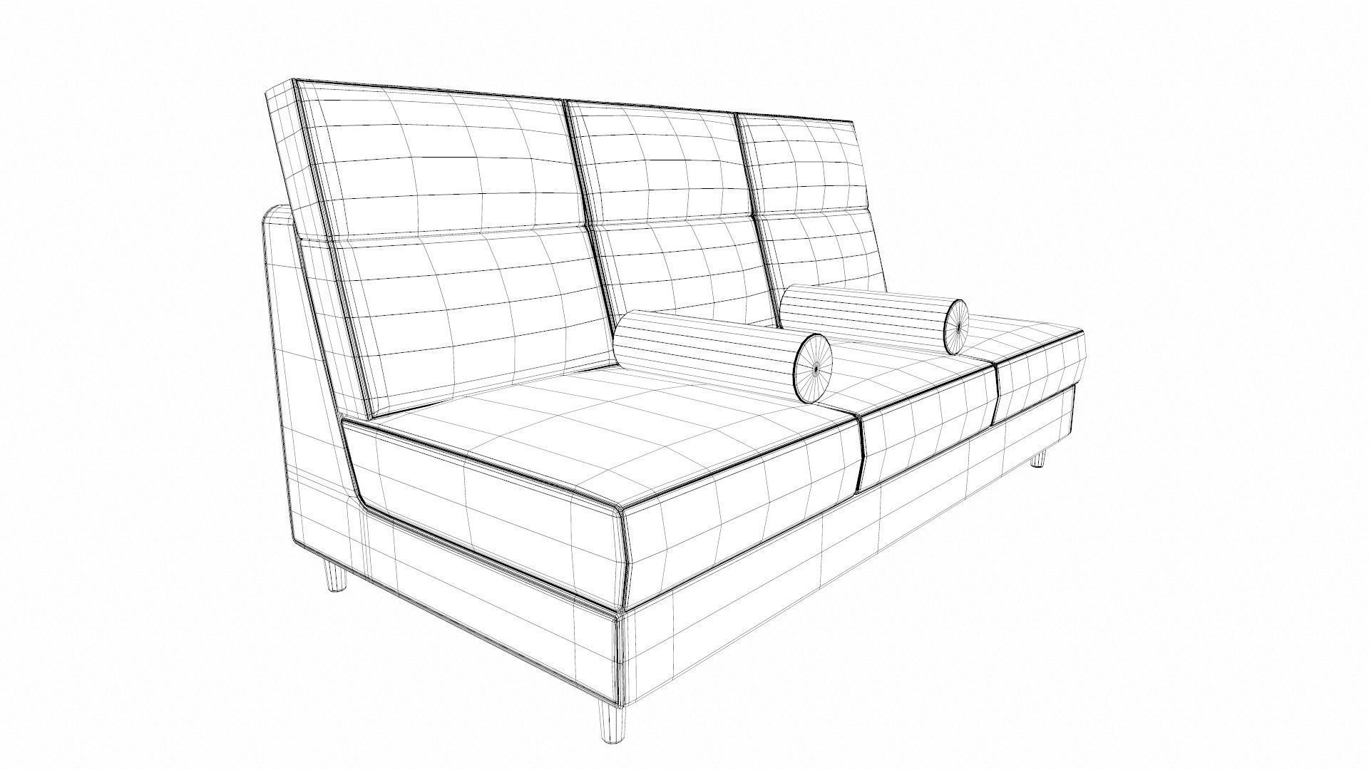 THREE SEATER MODULAR SOFA Low-poly 3D model_14