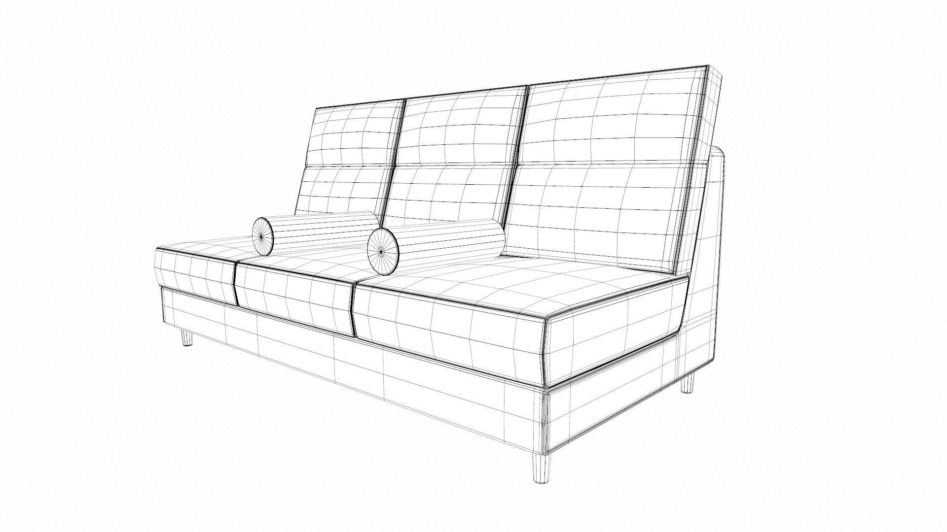 THREE SEATER MODULAR SOFA Low-poly 3D model_12
