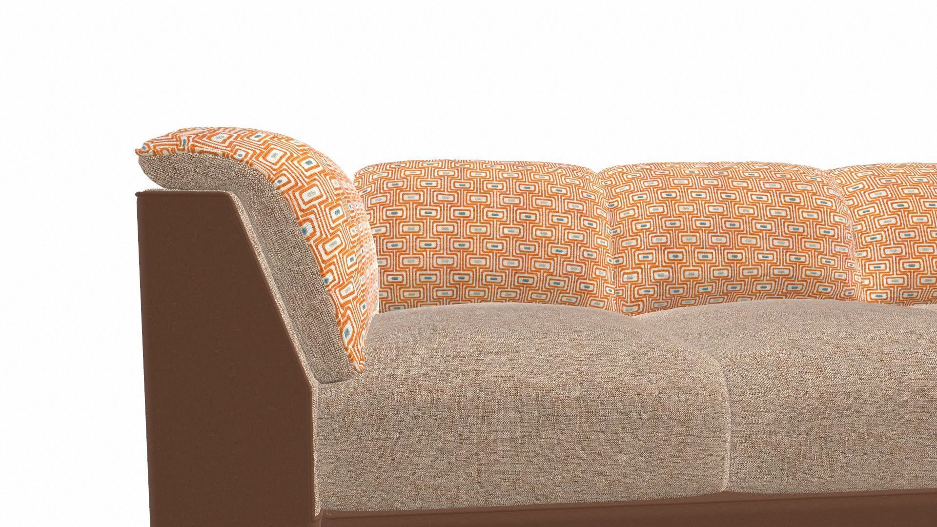 Three Seater Sofa Low-poly 3D model_7